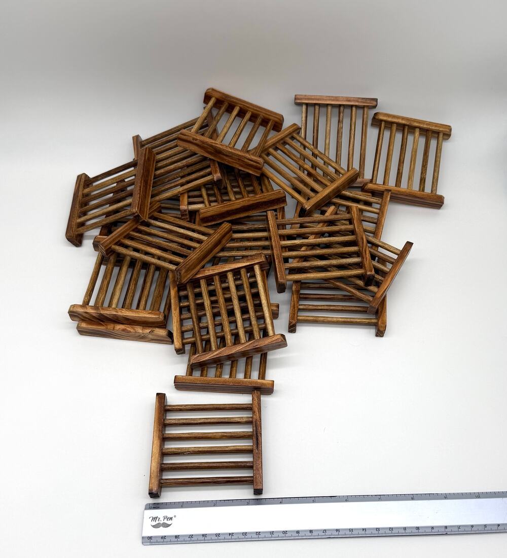 24 New Bamboo Soap Holders Wooden Slatted Soap Dishes Bulk Lot Reseller Craft